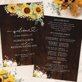Convite Programa de Cerimônia de Casamento do Girassol do