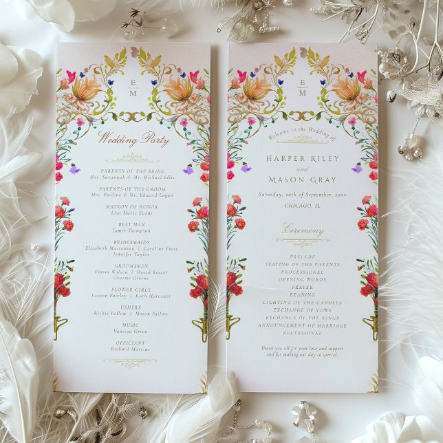 Convite Programa de Cerimônia de Casamento do Jardim Vinta (Criador carregado)
