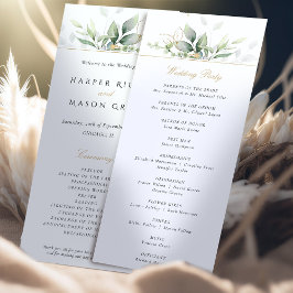 Convite Programa de Cerimônia de Casamento Dourado e Verde