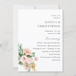 Convite Programa de Cerimônia Floral de Casamento com Cham