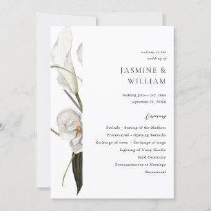 Convite Programa de Cerimônia Floral de Casamento Negro e