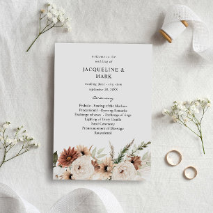 Convite Programa de Cerimônia Floral de Casamento RusticNe