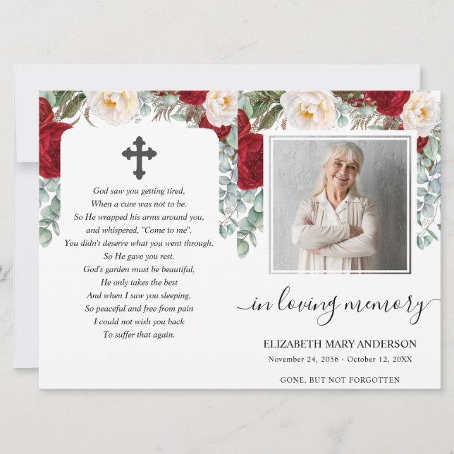 Convite Programa de Cheio Funeral de Fotografia de Cor de  (Frente)