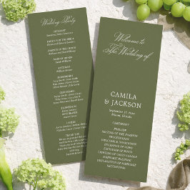 Convite Programa de Cunhas de Casamento Verde Oliva Simple