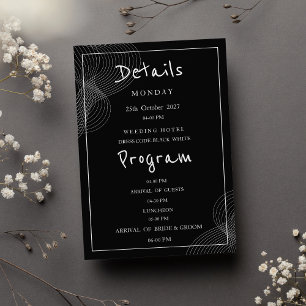 Convite Programa de detalhes geométricos preto e branco mi