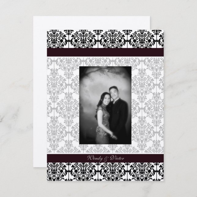 Convite Programa de dupla felicidade de Damask 2 (Frente/Verso)