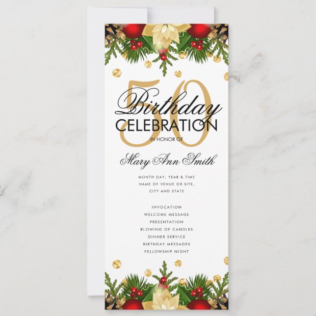 Convite Programa de Festa de aniversário 50 Feriados Doura (Frente)