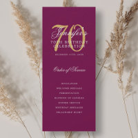 Programa de Festa de Aniversário de 70 anos Elegan