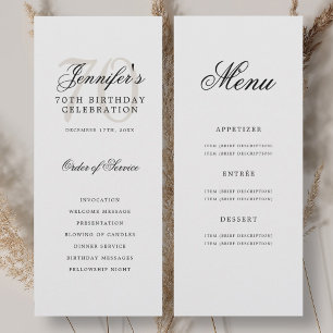 Convite Programa de Festa de aniversário Elegante + Menu