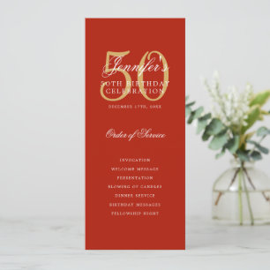 Convite Programa de Festa de aniversário Vermelho Dourado 