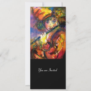 CONVITE PROGRAMA DE FESTA DE MÁSCARAS DE RETRATO DE FLAUTI