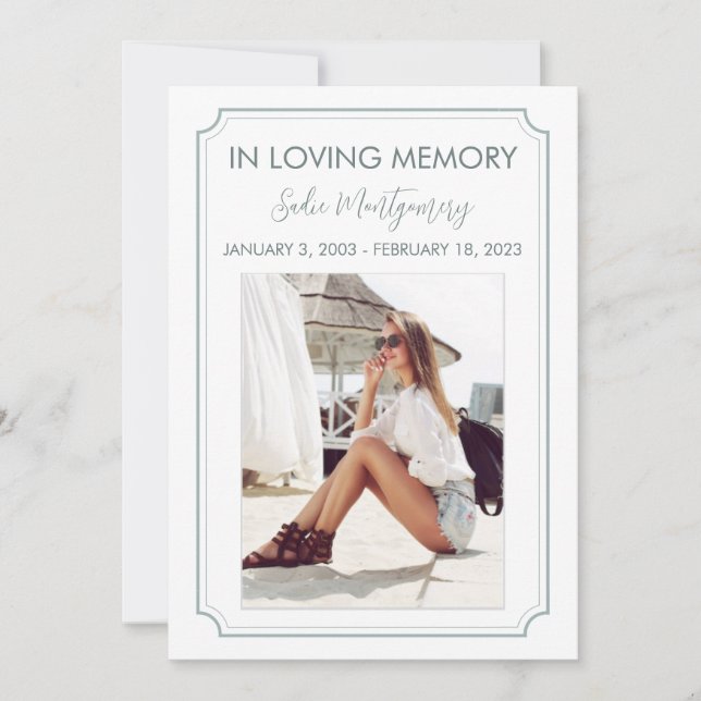 Convite Programa de funeral Classic Sage Border (Frente)