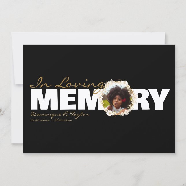 Convite Programa de Funeral com Foto em Memória Carinhosa (Frente)