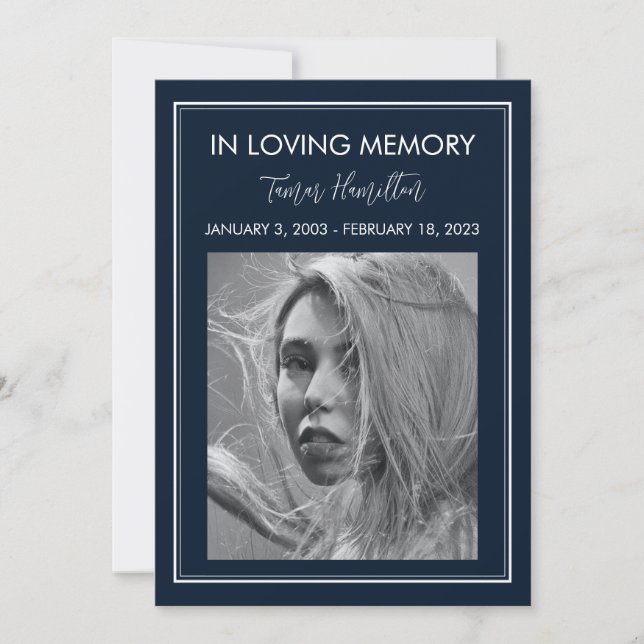 Convite Programa de funeral da fronteira branca mínima do  (Frente)