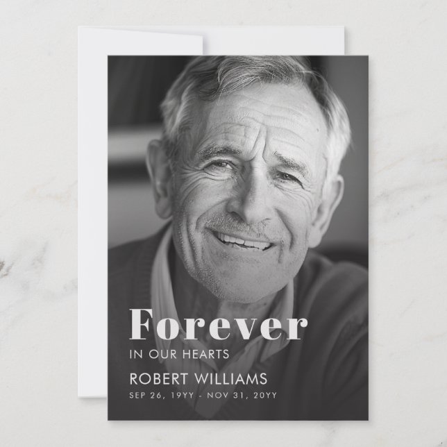 Convite Programa de Funeral de Foto Simples Para Sempre em (Frente)