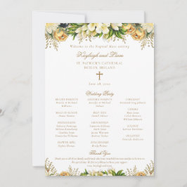 Convite Programa de Massa Católica de Casamento Dourado pa