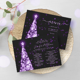 Convite Programa de Menu Casamento Roxo da Árvore do Natal