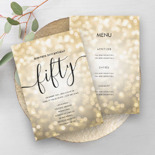 Convite Programa de menu de aniversário das luzes brilhant