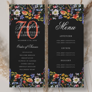 Convite Programa de Menu de Festa de Aniversário de 70 ano