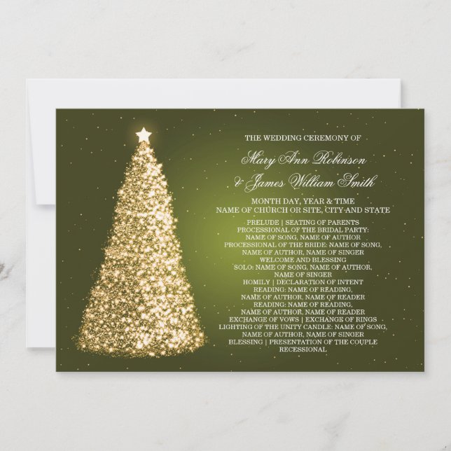 Convite Programa de Natal Elegante para Casamento Dourado  (Frente)
