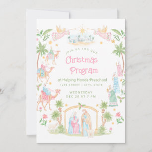 Convite Programa de Natal Pastel da Natividade Pré-escol