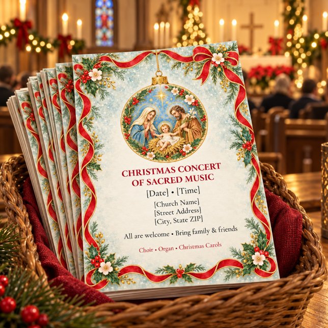 Convite Programa de Natal Religioso Música Sacra (Criador carregado)