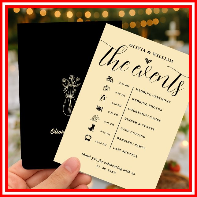 Convite Programa de Ordem de Eventos de Casamento Amarelo  (Criador carregado)