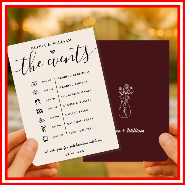 Convite Programa de Ordem de Eventos de Casamento em Borgo (Criador carregado)