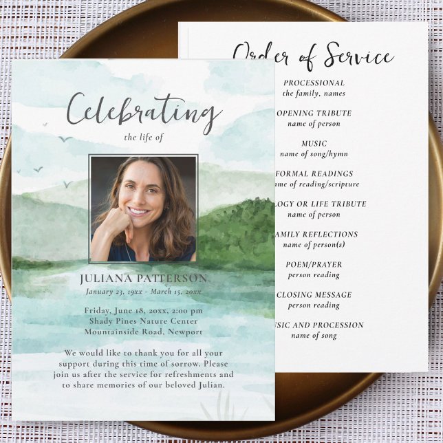 Convite Programa de Ordem Funeral do Lago Montanha (Criador carregado)