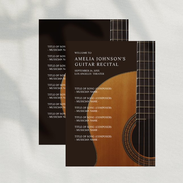 Convite Programa de Recital de Música Clássica de Guitarra (Guitar Classical Music Concert Recital Program)