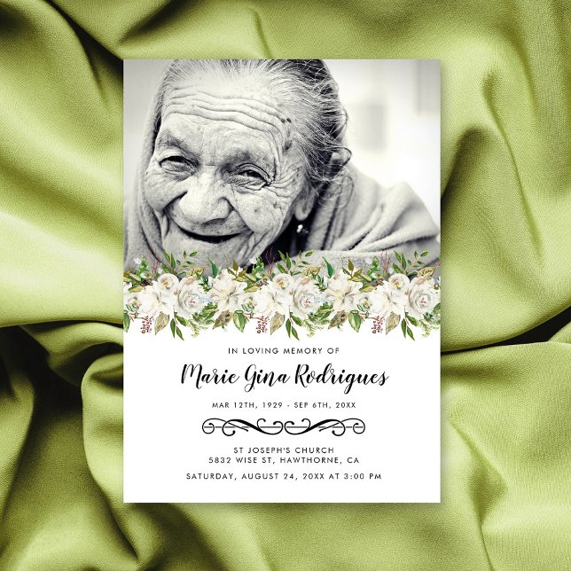 Convite Programa de Serviço Floral Foto Funeral (Criador carregado)