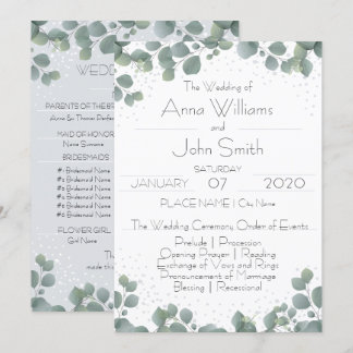 Convite Programa Eucalyptus Simple Boho Floral Verde