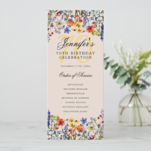 Convite Programa Floral 70 Birthday - Obrigado Champagne