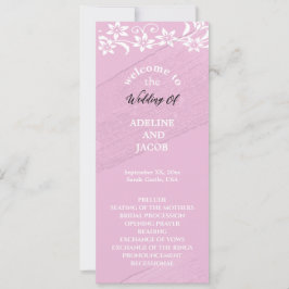 Convite Programa floral de Casamento Rosa e Branco