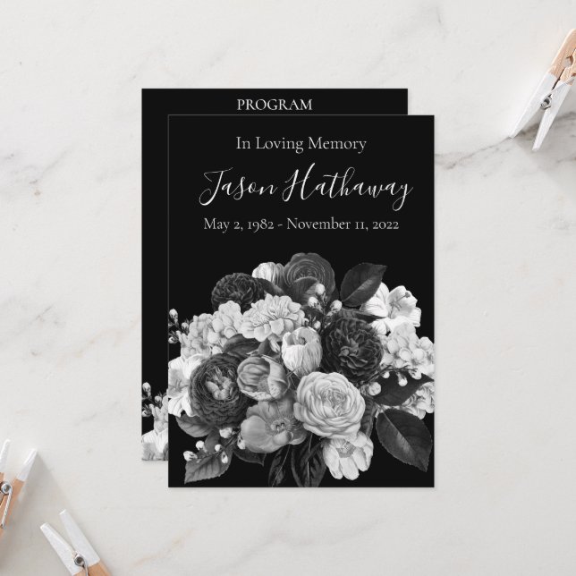 Convite Programa Funeral da Flor Preta e Branca (sem foto) (Frente/Verso In Situ)
