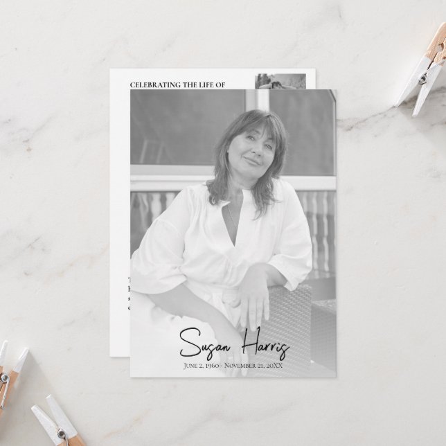 Convite Programa Funeral de Celebração Moderna da Vida (Frente/Verso In Situ)
