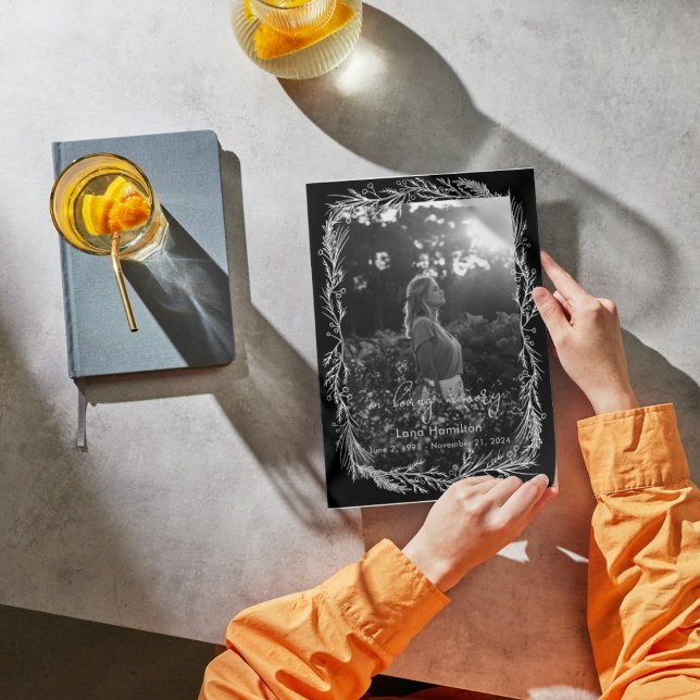 Convite Programa Funeral de Foto Botânica Branca (Criador carregado)