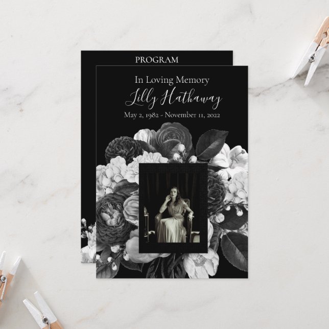 Convite Programa Funeral de Fotografia da Flor Preta e Bra (Frente/Verso In Situ)