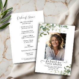 Convite Programa Funeral Memorial Eucalyptus Greenery