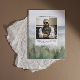 Convite Programa Funeral Misture Nature Watercolor