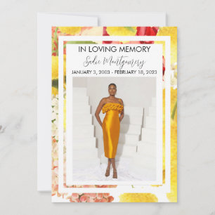 Convite Programa funerário Colorido Amarelo Bril