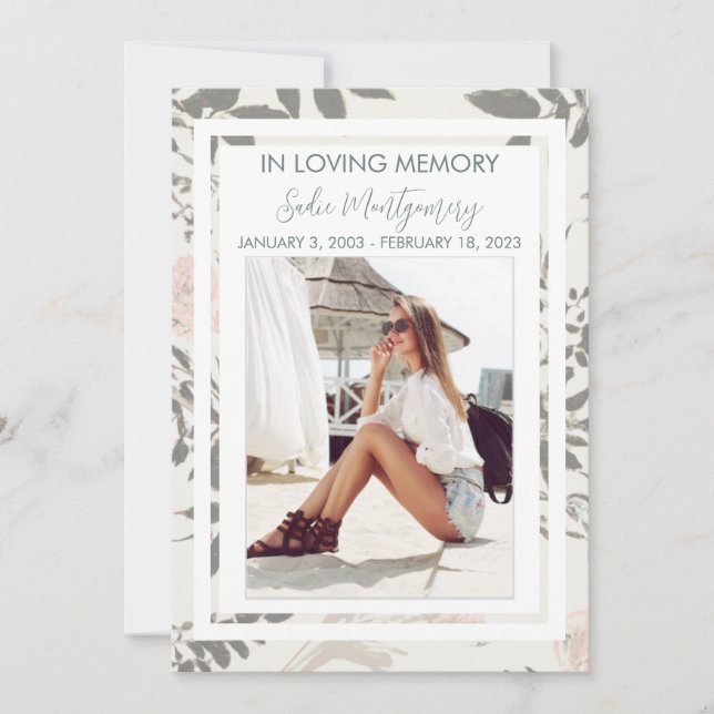 Convite Programa funerário cor-de-suave e rosa (Frente)