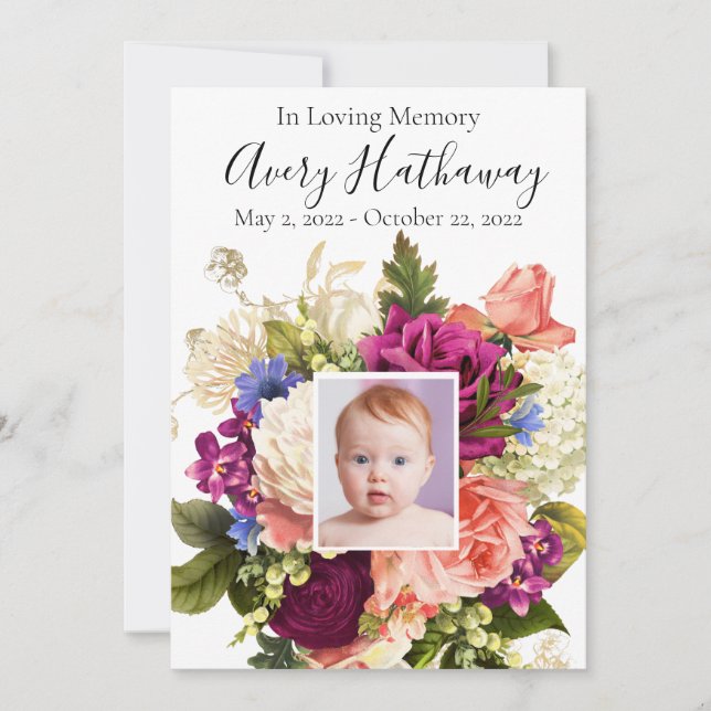 Convite Programa Memorial Funeral Orquídea Rosa Rosa Rosa  (Frente)