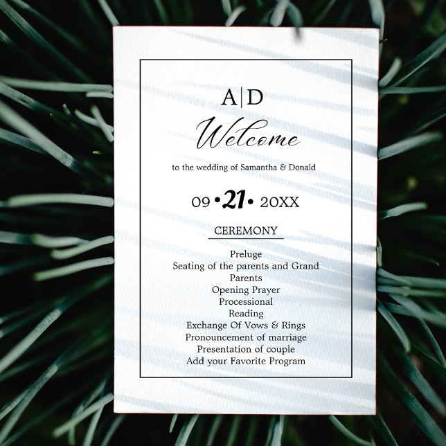 Convite Programa Moderno de Cerimônia de Casamento de Scri (Criador carregado)