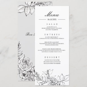 Convite Programa Moderno de Menu de Casamento Romântico d