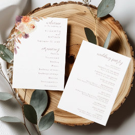 Convite Programa Rustic Autumn Fall Floral Weding Program