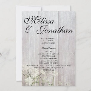 Convite Programa Rustic Modern Floral de Casamento V2