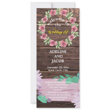 Programa Rustic Wooden floral Script Wedding