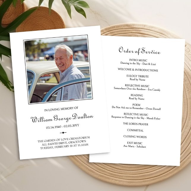 Convite Programa Simples de Encomenda Funeral de Foto (Funeral Order of Service Program with photo by Darling & May)