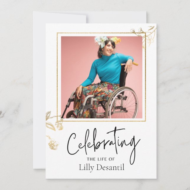 Convite Programa Simples de Memorial Funeral da Flor Perso (Frente)